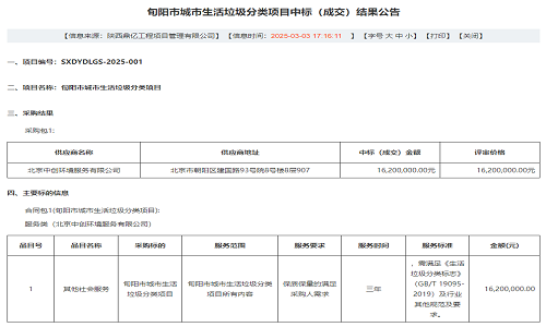 中創(chuàng)子公司北京中創(chuàng)項(xiàng)目中標(biāo)喜報(bào)——旬陽(yáng)垃圾分類(lèi)項(xiàng)目